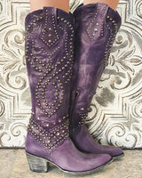 Karla | Damen Western-Stiefeletten mit Nieten und High Heels in Lila