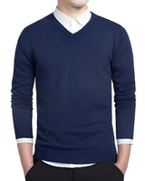 Tom - Komfortabler V-Ausschnitt-Pullover in Blau