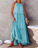 Vessa - Stilvolles Stufen-Maxikleid in Blau