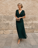 Devanta - Schickes Kleid mit V-Ausschnitt in Grün