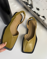Eileen - Modische Schuhe mit eckiger Spitze in Grün