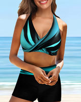 Maja - Neckholder-Kreuz-Bikini-Set in Blau