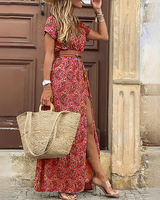 Ziska - Elegantes Boho-Kleid mit Schlitz in Rot