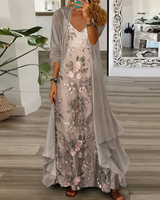 Derivia - Elegantes Zweiteiliges Maxikleid in Beige