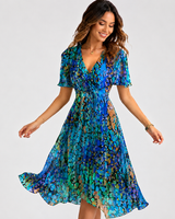 Elsinya - Anmutiges und fließendes Midi-Kleid in Blau