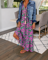 Shalisha - Anmutiges Boho-Kleid mit V-Ausschnitt in Lila