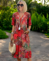 Stella - Schickes Boho-Midikleid in Rot