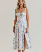 Kiana - Stilvolles Midikleid mit Schlitz in Blau