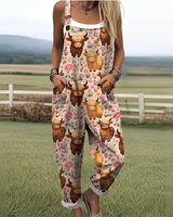 Zerva - Eleganter Bedruckter Overall in Rosa
