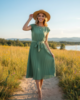 Jelica - Schickes Midikleid mit Falten in Hellgrün