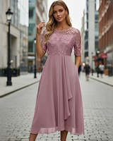 Victoria - Elegantes Sommerkleid mit Spitzen in Rosa