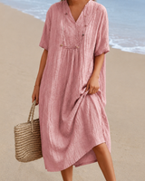Kendra - Bequemes Kleid mit V-Ausschnitt in Rosa