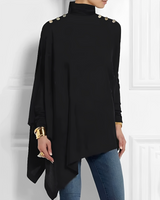 Rhoslyn - Elegantes Rollkragenhemd in Schwarz