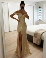 Ashriel - Elegantes Kleid mit Schlitz in Beige