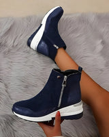 Orthopädische Leder Damen Stiefeletten - Emma in Blau