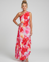 Taya | Ein Schulter Plissiertes Midi Kleid in Floral