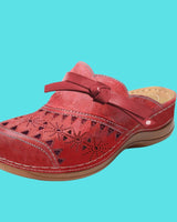 Aerina - Flache, gepolsterte Mules in Rot