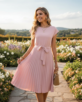 Jelica - Schickes Midikleid mit Falten in Rosa