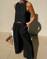 Thelma - Lässiges und Bequemes Hosen-Set in Schwarz