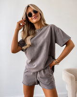 Tynice - Entspanntes Shorts-Set im Zweiteiler-Stil in Hellgrau