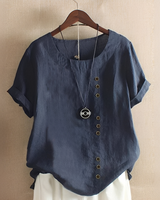 Noelle - Elegante, weit geschnittene Bluse mit Knöpfen in Marineblau