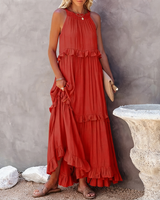 Vessa - Stilvolles Stufen-Maxikleid in Rot
