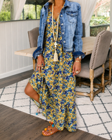 Shalisha - Anmutiges Boho-Kleid mit V-Ausschnitt in Gelb