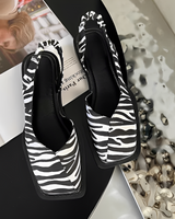 Eileen - Modische Schuhe mit eckiger Spitze in Weiß / Schwarz