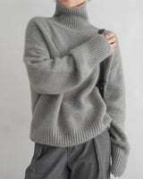 Lea - Modischer Damen-Pullover mit Rollkragen in Grau