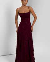 Francisa - Elegantes und hochwertiges Maxikleid in Dunkelrot