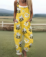 Zerva - Eleganter Bedruckter Overall in Gelb / Weiß