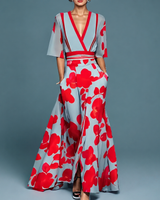 Laure - Elegantes Kleid mit V-Ausschnitt in Rot
