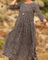 Noellaa – Bequemes Plissee-Kleid aus Baumwolle Und Leinen in Schwarz