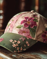 Virinia – Mütze Mit Blumen Stickerei in Rosa