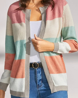 Nashawn | Gestreifte Strickjacke in Rosa