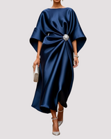 Kay - Elegantes Wickel-Midikleid in Dunkelblau