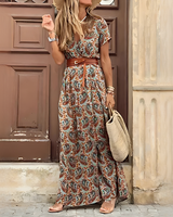 Ziska - Elegantes Boho-Kleid mit Schlitz in Braun