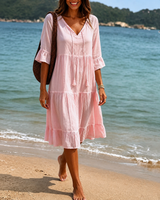 Lorraine - Schickes Midikleid mit V-Ausschnitt in Pink