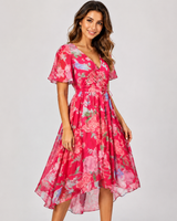 Elsinya - Anmutiges und fließendes Midi-Kleid in Rot