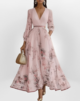 Klarise - Elegantes Kleid mit Wickel-V-Ausschnitt in Rosa