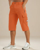 Cedrik - Dehnbare Cargo-Shorts in Orange