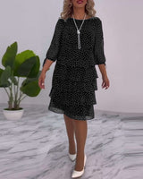 Tilly - Gepunktetes Schichtenkleid in Schwarz
