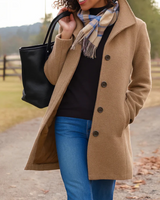 Damen klassischer Wintermantel mit Knopfleiste in Khaki