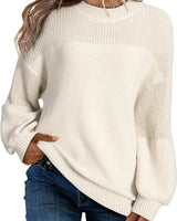 Neva - Damen-Strickpullover – Weicher Oversize-Pullover im Minimalistischen Stil in Weiß