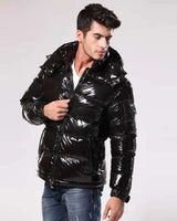 Ushir | Warme Herren-Pufferjacke für den Winter in Schwarz Matt