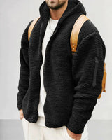 Kapuzenjacke aus Thermofleece - DAVIS in Schwarz