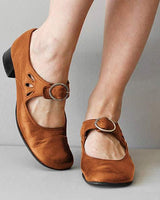 Beatrice | Keilsandalen aus leder mit orthopädische schnalle in Braun