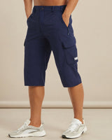 Cedrik - Dehnbare Cargo-Shorts in Marineblau