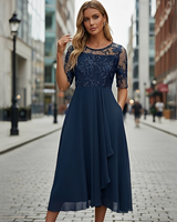 Victoria - Elegantes Sommerkleid mit Spitzen in Blau