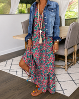 Shalisha - Anmutiges Boho-Kleid mit V-Ausschnitt in Rosa